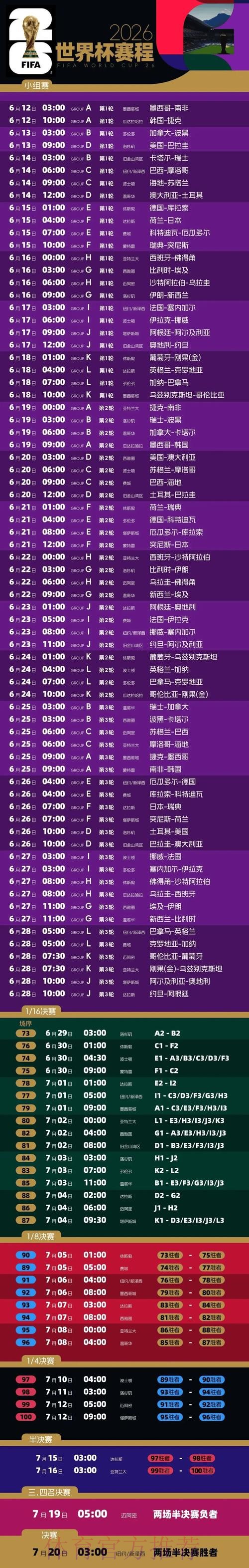 2026世界杯赛程实时更新最新时间表在哪里看 2026世界杯赛程实时更新最新时间表在哪里看